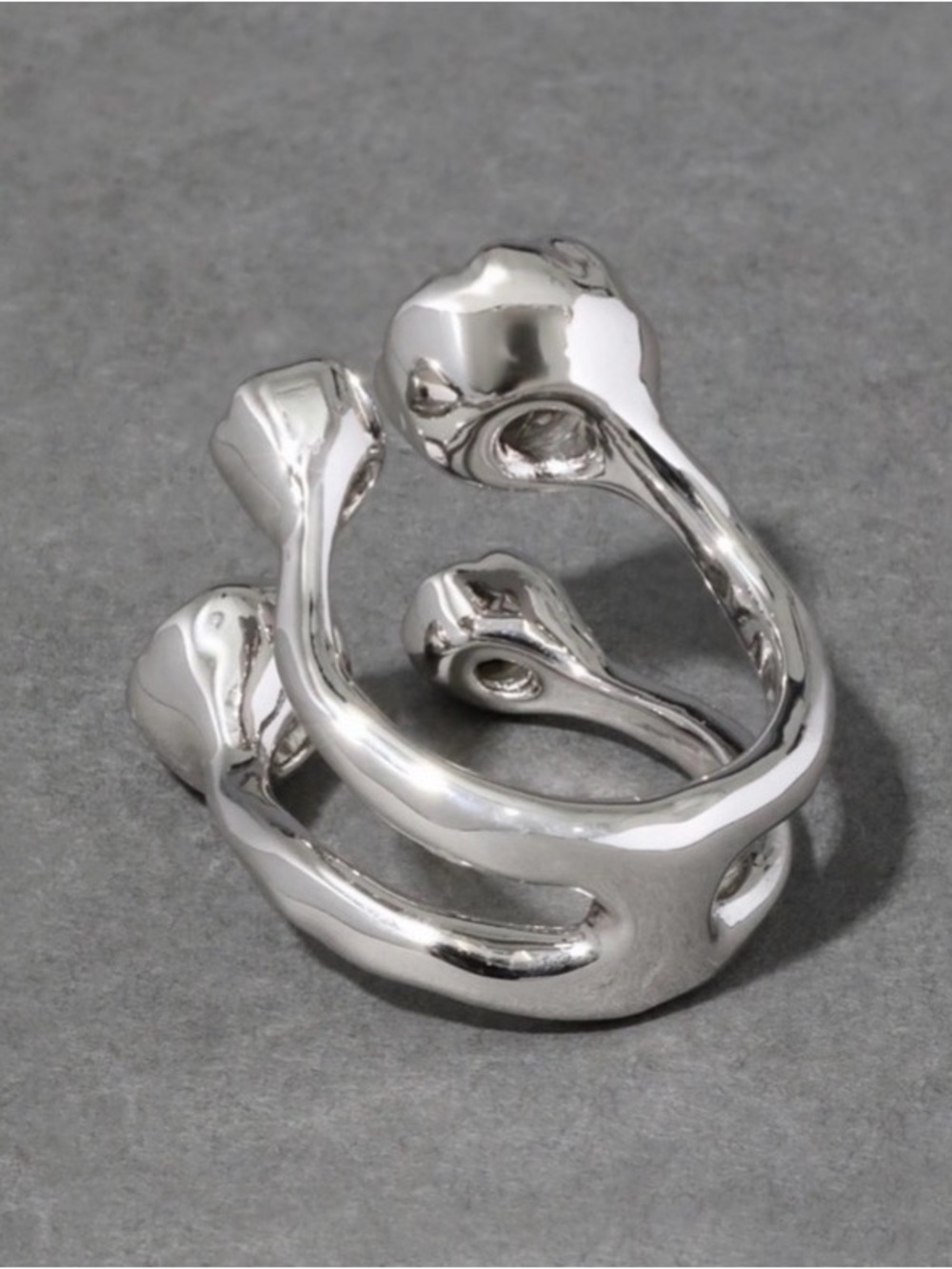 ALEXIS BITTAR Asterales Open Ring Size 7 Silver Clear CZ Adjustable MY15 - Picture 4 of 9